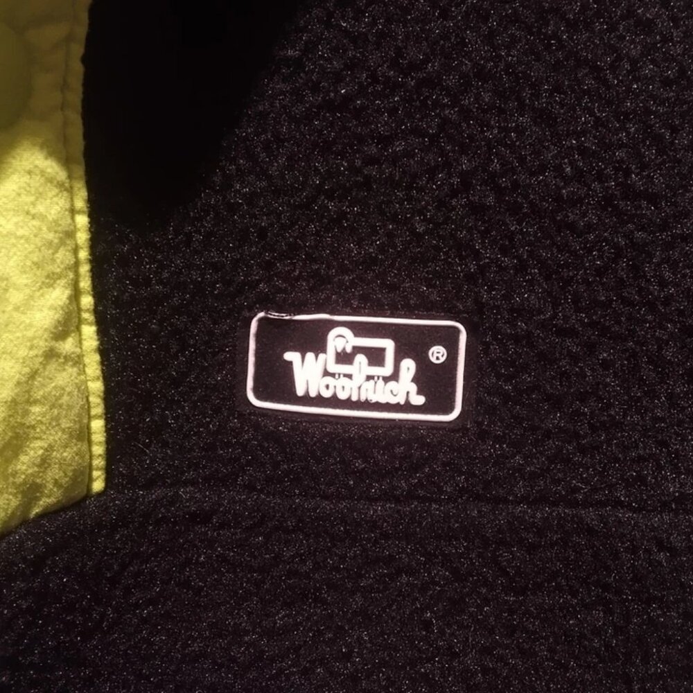Vintage Woolrich Black 1/4 Button-Up Fleece Pullover XXL Sweatshirt -Made In USA - Picture 2 of 9